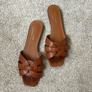 Yes Saint Laurent Tribute Slides, dark tan
